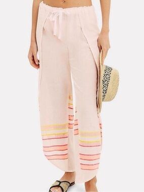 Lemlem Eskedar Beach Pants Pink Split Leg Flyaway Striped S NWT